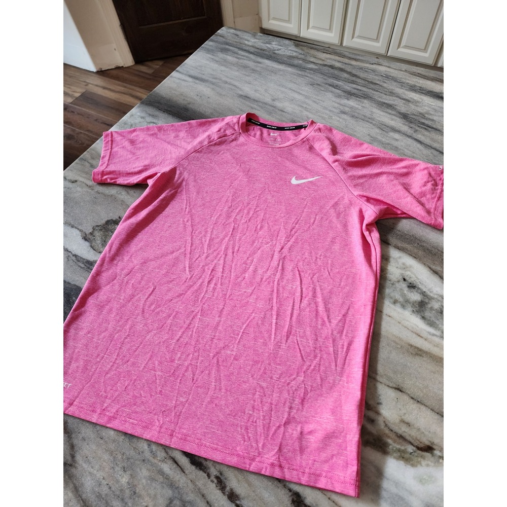 Nike Swim Mens Dri-FIT UPF 40+ Rash Guard Shirt Pink Heather Small